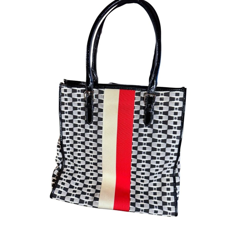 Kate Spade Black and White Shoulder Bag with Red Stripe - Picture 12 of 15
